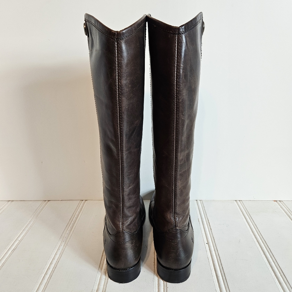 Frye Brown Melissa Button Leather Riding Boots Women’s 8 Knee High Equestrian - Picture 4 of 16